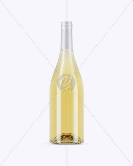 750ml Clear Glass White Wine Bottle Mockup PSD #3