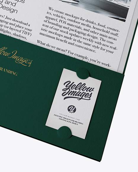 Kraft Folder with Papers and Envelope Mockup - Half Side View docs 40313