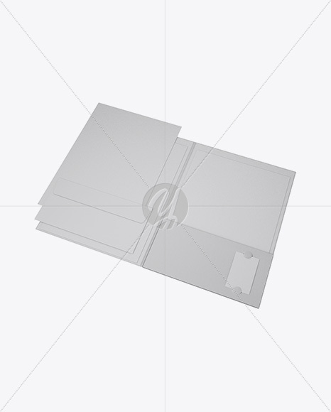 Kraft Folder with Papers and Envelope Mockup - Half Side View 3/4 40311