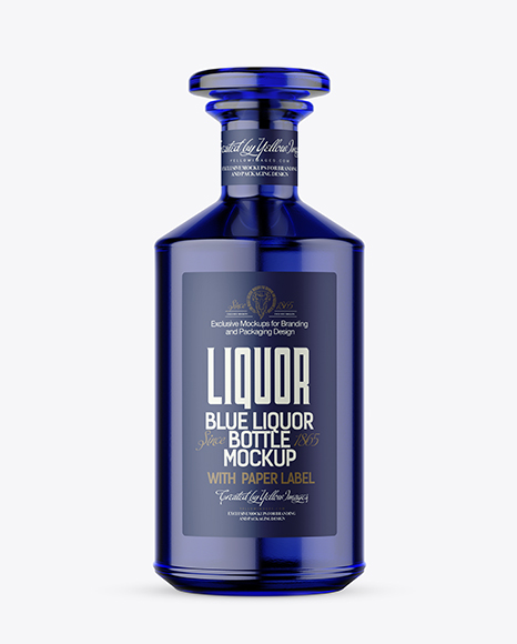 Blue Glass Bottle Mockup PSD #2