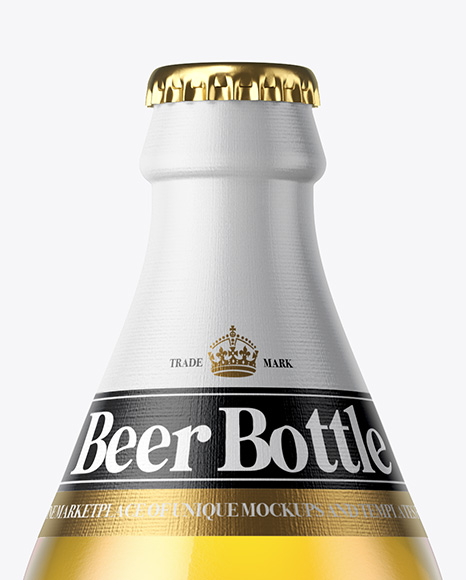 Clear Beer Bottle Mockup PSD #2