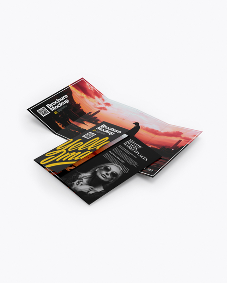 Download 4xDL Brochures Mockup - Half Side View (High Angle Shot)