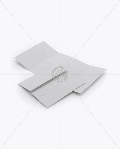 4xDL Brochures Mockup - Half Side View (High Angle Shot)