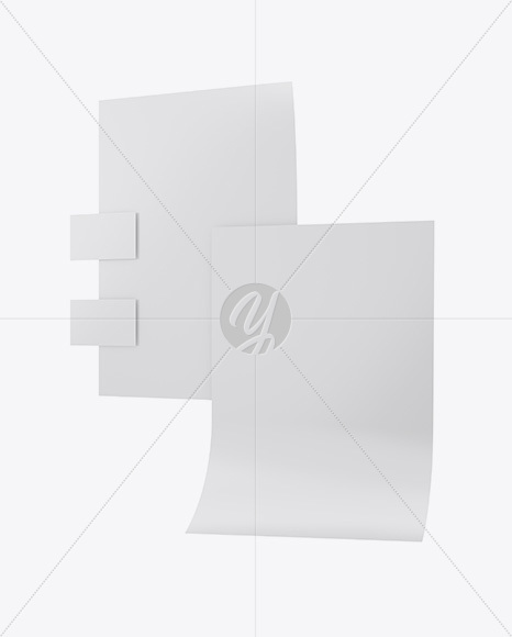 2 Paper Pieces And 2 Business Cards Mockup   Half Side View PSD #3