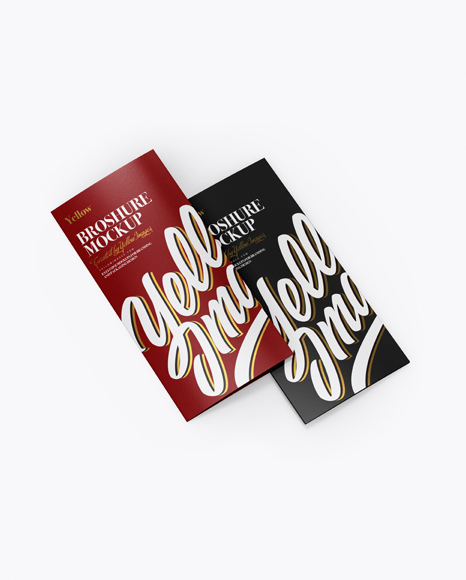 Download Free 2xDL Brochures Mockup - Half Side View (High-Angle Shot) PSD Template