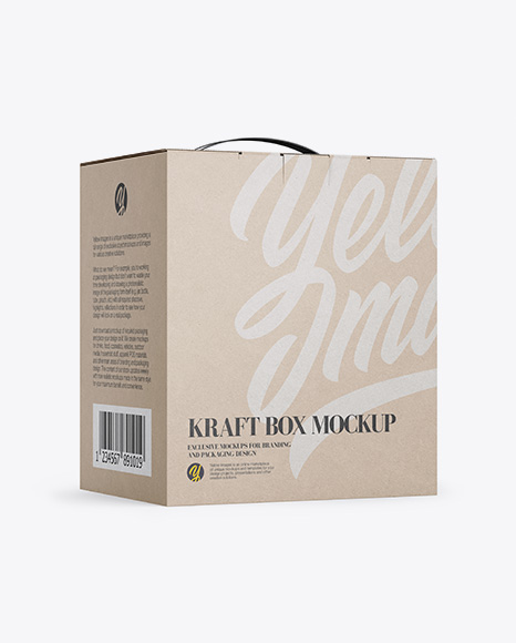 Kraft Box Mockup - Half Side View