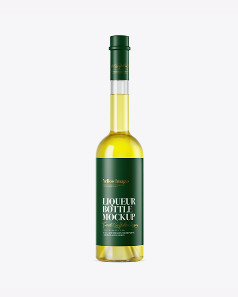 Clear Glass Yellow Liqueur Bottle Mockup