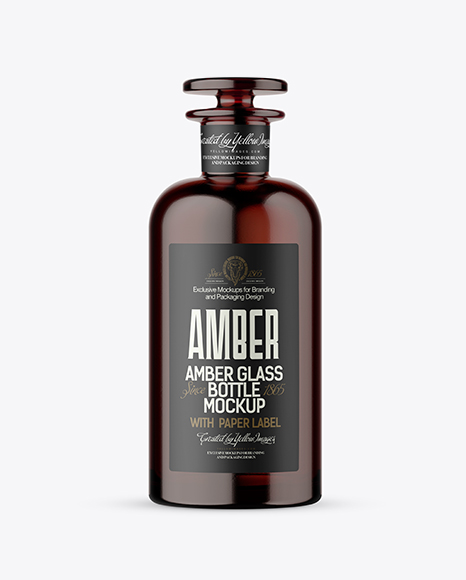 Amber Glass Bottle Mockup PSD #2