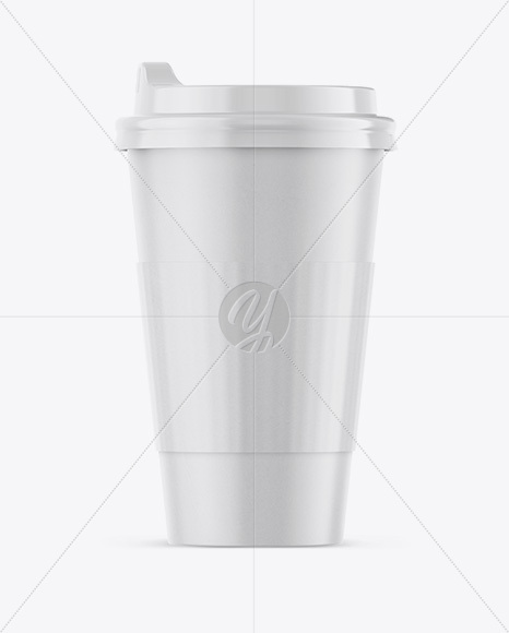 Coffee Cup With Sleeve Mockup   Front View PSD #3