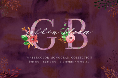 Golden Bloom - monogram set