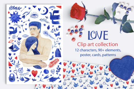 In Love. Watercolor clip arts