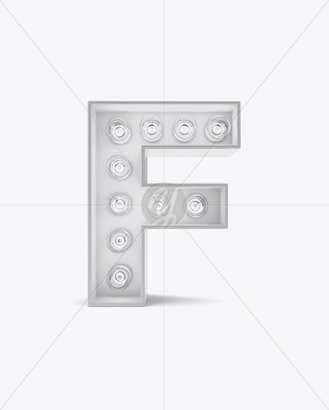 Letter F Light Bulb Sign Mockup