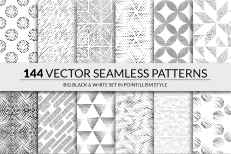 144 seamless pointillism patterns