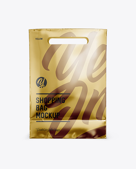 Download Metallic Paper Shopping Bag Mockup - Front View