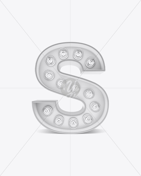 Letter S Light Bulb Sign Mockup Letter S Light Bulb Sign Mockup