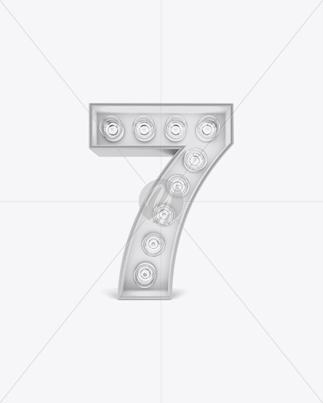 Number 7 Light Bulb Sign Mockup
