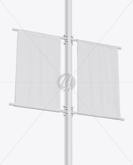 Two Matte Banners Mockup   Half Side View PSD #3