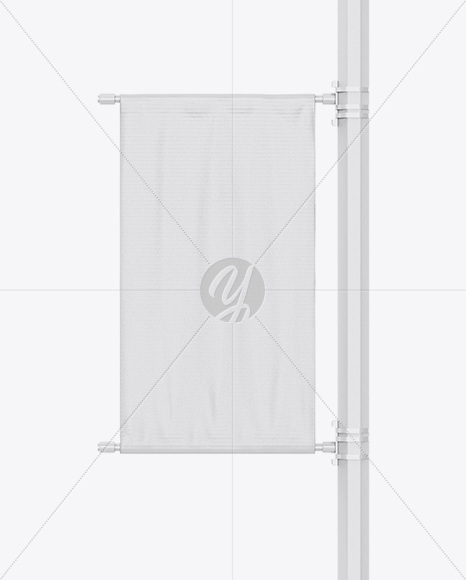Matte Banner on Pillar Mockup   Front View PSD #3