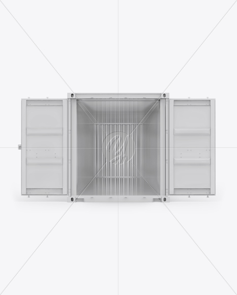 40F Shipping Container with Opened Doors Mockup - Front View