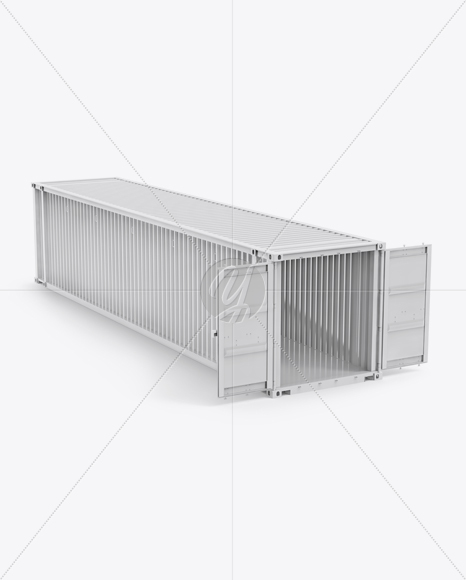 40F Shipping Container with Opened Doors Mockup - Halfside View