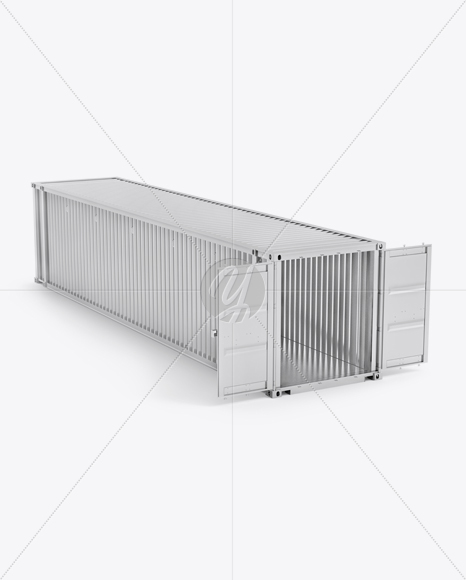 40f Shipping Container With Opened Doors Mockup Halfside View In Object Mockups On Yellow Images Object Mockups