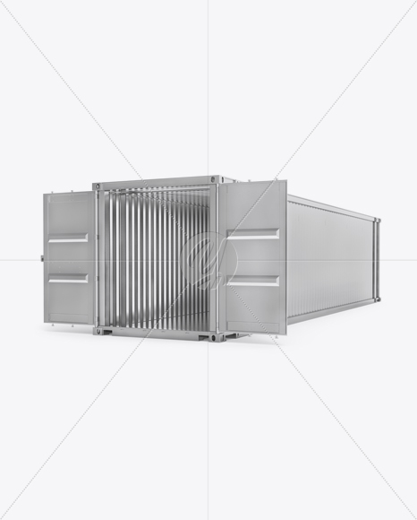 40f Shipping Container With Opened Doors Mockup Halfside View In Object Mockups On Yellow Images Object Mockups