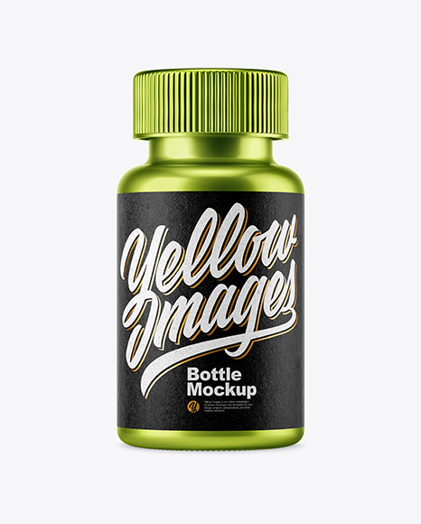 Metallized Plastic Pills Bottle Mockup