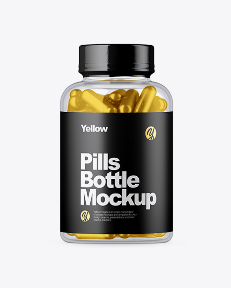 Clear Glass Bottle w  Metallic Pills Mockup PSD #2