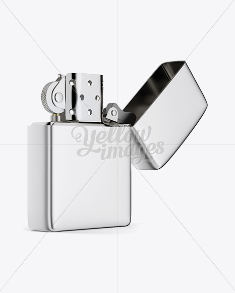 Opened Metallic Lighter Mockup   Halfside View PSD #3