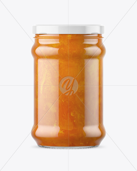 Clear Glass Jar with Apricot Jam Mockup PSD #3