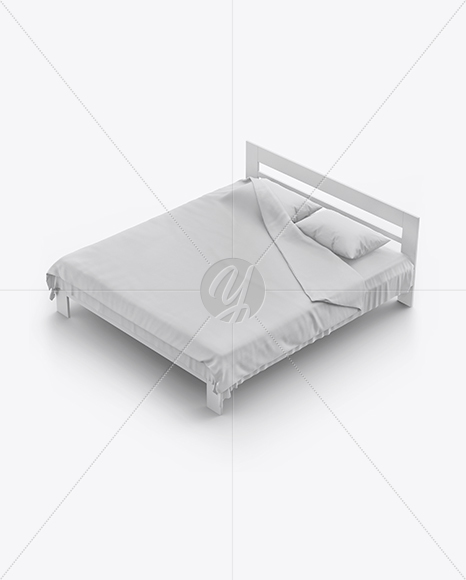 Double Bed with Cotton Linens Mockup PSD #3