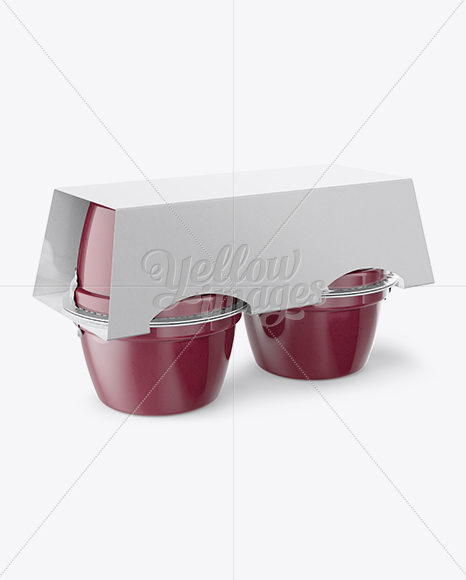Berry Apple Sauce 4 4 Oz. Cups Mockup   Halfside View PSD #3