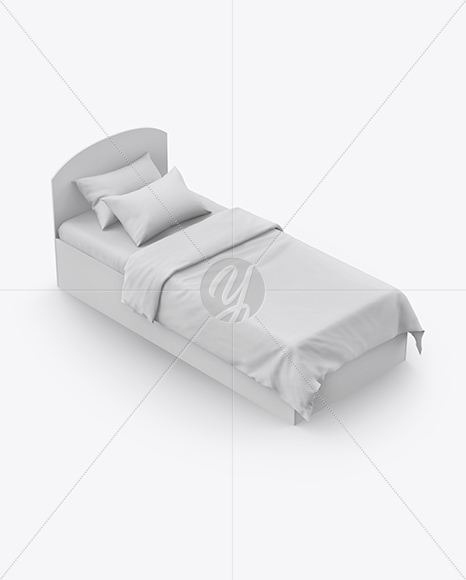 Bed with Cotton Linens Mockup PSD #3