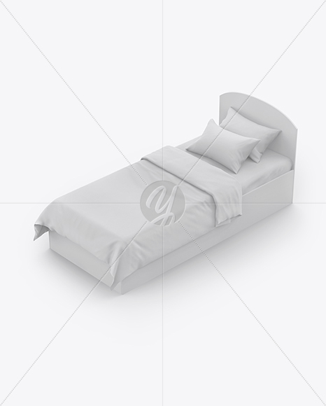 Bed with Cotton Linens Mockup PSD #3