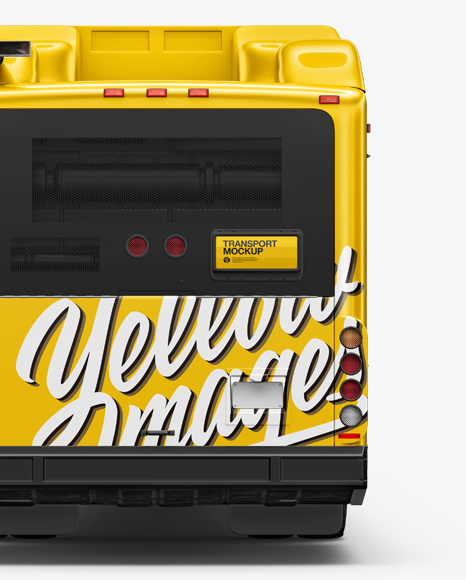 Download Hybrid Bus Mockup Back View In Vehicle Mockups On Yellow Images Object Mockups PSD Mockup Templates