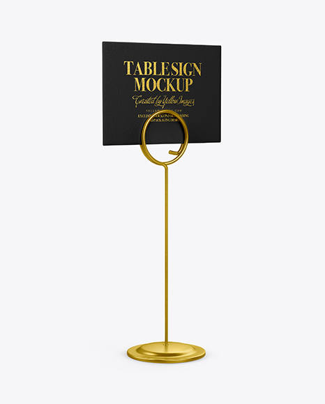 Table Sign W/ Metallic Holder Mockup