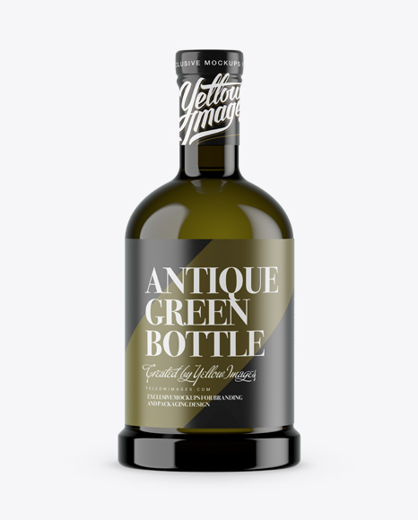 Antique Green Glass Bottle Mockup Antique Green Glass Bottle Mockup