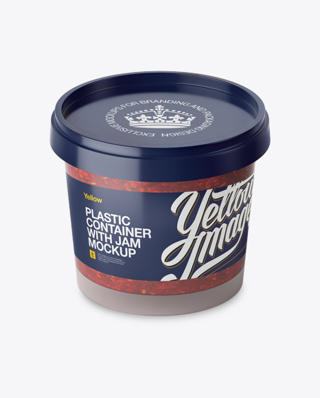 Frosted Plastic Container With Raspberry Jam Mockup - High-Angle Shot Frosted Plastic Container With Raspberry Jam Mockup - High-Angle Shot