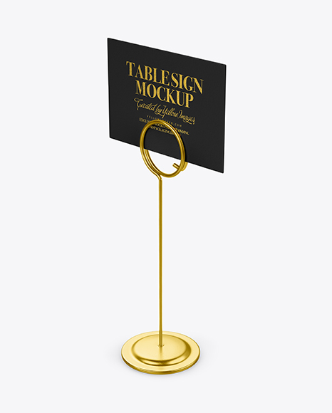 Table Sign W/ Metallic Holder Mockup