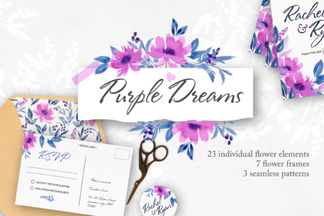 Purple Dreams-Flower Watercolor Set
