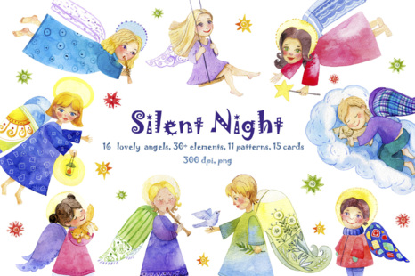 Silent night with cute Angels