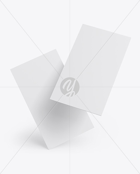 Two Paper Business Cards Mockup PSD #3