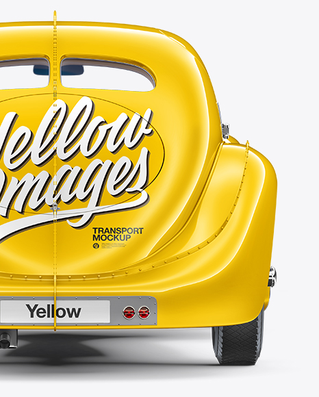 Download Retro Car Mockup Back View In Vehicle Mockups On Yellow Images Object Mockups PSD Mockup Templates