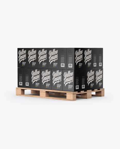 Wooden Pallet With Paper Boxes Mockup