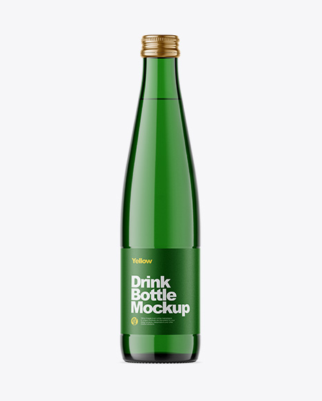 Green Glass Drink Bottle Mockup