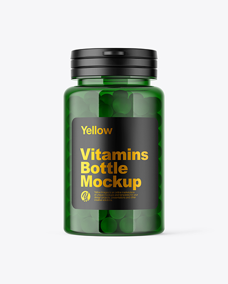 Green Pills Bottle Mockup