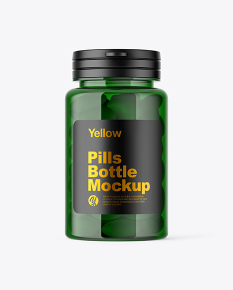 Green Pills Bottle Mockup