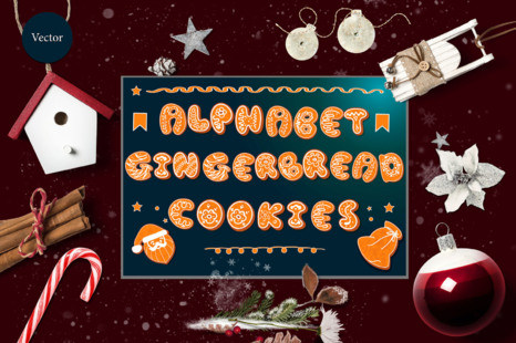 Vector set of gingerbread alphabets. Christmas symbols