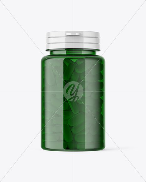 Green Pills Bottle Mockup PSD #3