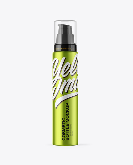 Metallic Cosmetic Bottle with Pump Mockup